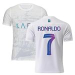 AL Nasser Away Football Club Team Jersey Ronaldo 2023-24 for Boys and Men(Medium 38,Multicolor_1)