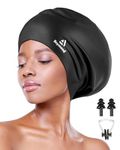 Reymand Swimming Cap Women for Long Thick Hair, 3 Size Silicone Swimming Hat for Dreadlocks, Braids, Weaves, Extensions, Curls & Afros, Adult Waterproof Swim Cap Bathing Caps for Women Men(Black-XL)