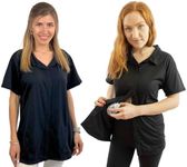 Inspired Comforts Post Op Easy Open Mastectomy Recovery Top with Pockets & Fasteners for Drains Black