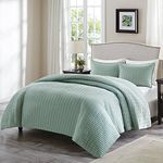 Comfort Spaces All Season, Lightweight, Coverlet Bedspread Bedding, Matching Shams, Microfiber, Sage Green, Full/Queen(90"x90")