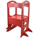 Little Partners Learning Tower Kids Step Stool | Adjustable Kitchen Counter Step-Up Helper (Red)