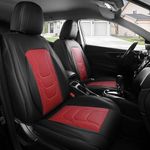 FREESOO Car Seat Covers Full Set, Faux Leather Seat Covers Protector Waterproof,Universal Automotive Seat Covers Fit for Most 5 Seats Car Sedan SUV Pick-Up Truck (Black Red)