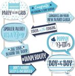 Big Dot of Happiness Funny It's a Boy - Blue Baby Shower Photo Booth Kit - 10 Piece