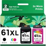 Ubinki Remanufactured Ink Cartridge Replacement for HP Ink 61 (Black Color 2-Pack) 61XL Combo for HP61 4500 5530 4502 2540 1000 1055 1010 1510 3050 4630 2620 4501 4635 4632 2542 Printer BK Tricolor