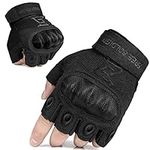 FREE SOLDIER Full Finger Outdoor Sports Cycling Biker Gloves Motorcycle Gloves Fingerless Glove for Hiking Climbing Cross Country Working Men's Gloves(S,Black Fingerless)