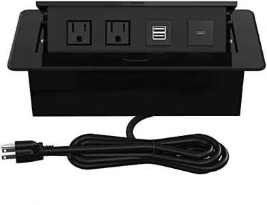 Pop Up Power Strip with PD 30W USB Ports, Recessed Power Grommet Outlet Hub Connectivity Box, Pop Up Outlets Socket for Table Conference Room Countertop, 2 AC Outlets, USB A and USB C Charging Ports