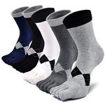 PUTUO Mens Running Toe Socks: Five Finger Socks Men Crew Sport Cotton Socks 5 Pairs