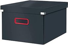 Leitz Click & Store Medium Storage Box, Foldable A4 File Box with Lid, Premium Strong Cardboard Container for Home/Office Filing, Cosy Range, Velvet Grey, 53480089