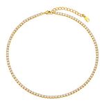 FindChic Iced Out Choker Chain for Women 18K Gold Plated Simulated Diamond Bling Bridal Jewelry Cubic Zirconia Tennis Chain