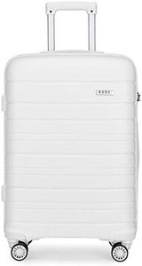 Kono Lightweight Polypropylene Medium Check in Luggage with 4 Spinner Wheels TSA Lock YKK Zipper Hard Shell Travel Trolley Suitcase (White, 65cm 66L)