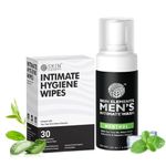 Skin Elements Intimate Hygiene Combo | Intimate Wash Men 120 ml With Menthol + 30 Wipes With Tea Tree & Neem Extracts - Ph Balanced Foaming Wash | Prevents Irritation & Odor |