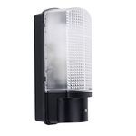 MiniSun Modern Outdoor Heavy Duty Black Plastic IP44 Rated Dusk to Dawn Bulkhead Security Wall Light - Complete with a 10w LED GLS Bulb [3000K Warm White]