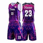 LAIFU Custom Basketball Jerseys for Men/Women/Boy/Girls Team with Name Number Team Logo Basketball Shirts Set… Purple