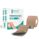 Aegon Waterproof Kinesiology Tape 5 Metres Breathable Athletic Sports Tape For Injury, Muscle Support, Pain Relief Bandage, Hand Leg Joint Support And Physiotherapy (Beige, 5 cm)