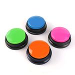 Dog Buttons Training Words, Voice Recording Button Pet Training Buzzer, 30 Second Record & Playback, Funny Gift for Study Office Home (Rose Red + Dark Blue + Green + Orange)