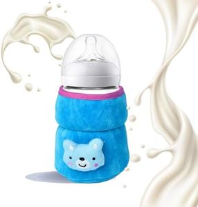 THE LITTLE LOOKERS Bottle Cover for Philips Avent |Wide Neck Feeders Soft Plush Stretchable Baby Feeding Bottle Cover with Easy to Hold Strap (Blue, Wide Neck 125ml/4OZ)