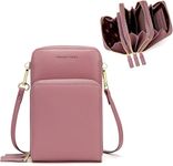 Valerie Small Crossbody Cell Phone Bag for Women Mini Over Shoulder Handbag Purse with Credit Card Slots (Big Size Pink)