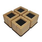 aspeike 3 INCH Square Bed and Furniture Risers 7.6 cm Heavy Duty Bed Lifts - Lifts Up to 2,200 LBs/1,500kg Couch Sofa or Table Risers (Plastic) Wooden Color, 4 Pcs