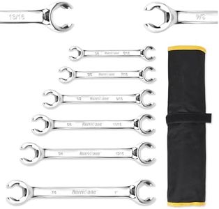 HURRICANE 6 Pc SAE Flare Nut Wrench Set, Brake Line Wrench Set, Size from 1/4" to 1", 6 Point, 15° Offset End, Ideal for Repair and Remove Nuts on Fuel, Tube, Hose, Transmission Lines in Tight Spaces