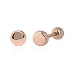 Ball Screw Back Earrings 925 Sterling Silver Studs Safety Ball Back Sleep-On Stud Earrings for Men Women Unisex Hypoallergenic, 3.6mm Circle, Rose Gold