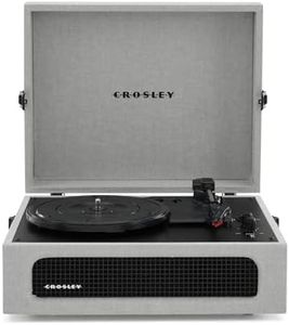Crosley Voyager Portable Turntable - Bluetooth Record Player, 3-Speed Suitcase Vinyl Player, Home Turntables for Vinyl Records, Built in Stereo Speakers & Bluetooth Receiver, AUX Input, Grey