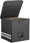 Neoteck Vinyl Record Storage Box with Lock Holds Up to 62 PCS Vinyl Records Foldable Vinyl Record Organizer with Mesh Pocket and Reflective Strips Fire and Water Resistant for Vinyl Record Collection