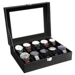 Uten Watch Box with 10 Slots, Watch Box for men, Watch Display Case, Watch Storage Box with Removable Cushion, Metal Clasp, PU Leather