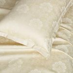 Story@Home Luxe Supersoft Long Staple Premium Cotton Sateen Weave Compact Yarn King Size Floral Printed Flat Double Bedsheet wih 2 Pillow Cover I 500 TC, 108x108 Inch - Ash Grey-Gift Packaging