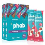 Phab Starwberries & Greek Yogurt Protein Bars with 21g Protein,No Added Sugar | High Fibre, No Trans Fat & No Preservatives | Diabetic Friendly | Healthy & Tasty | GMO Free (Pack of 6x 65g)