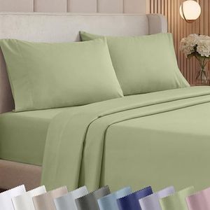 California Design Den Luxury 1000 Thread Count King Size Sheets Set, Winner Architectural Digest Best Sheet, Luxury 100% Cotton Sateen Bed Sheets, Softer Than Egyptian Cotton (Sage Green)