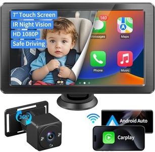 Faninso 7" HD Touchscreen Baby Car Camera - Car Baby Monitor with Apple CarPlay, 1080p Ultra Night Vision, Invisible Infrared Lights, 150° Wide Angle, Easy Installation, Fits Most Cars