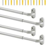 TYRON 4 Pack Screwed Sash Curtain Rod Adjustable 8-12 Inch, 3/8 In. Diameter, Mini Sidelight Window Rod (Nickel)