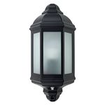 MiniSun Traditional Black Aluminium Outdoor Garden Porch Wall Mounted Flush IP44 Rated Lantern - Complete with a Dusk to Dawn Sensor