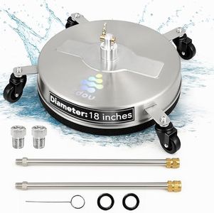 EDOU DIRECT Pressure Washer Surface Cleaner 18" with wheels | Stainless Steel | HEAVY DUTY | 4,000 PSI Max Working Pressure | Includes: 2 Pressure Washer Extension Wand Attachments