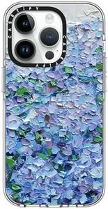 CASETiFY Clear iPhone 14 Pro Case [Not Yellowing / 6.6 ft. 3X Military Grade Drop Protection/Compatible with Magsafe] - Nantucket Blue Hydrangeas - Clear