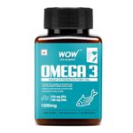 WOW Life Science Omega 3 Fish Oil Capsules | Regular Strength 1500 mg with 270 mg EPA and 180 mg DHA | For Heart, Joints, Eye and Brain Health | 60 Capsules