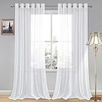 DWCN White Faux Linen Sheer Curtain