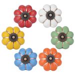 WOLFTEETH Multicolor Pumpkin Knobs Vintage Ceramic Pulls Kitchen Cabinet Dressing Table Dresser Handle 6pcs