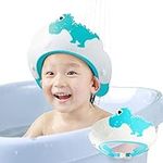 FUSACONY Baby Shower Cap Shampoo Cap for Kids Baby Hair Washing Shield Adjustable Bath Visor Face Shield for Toddler Kids Boys Girls Shower Hat to Stop Water in Eyes Dinosaur Blue