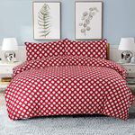 NIYS Luxury Bedding Single Bed Duvet Cover Set - Soft Breathable Polycotton Duvet Cover with matching pillow case - Bedding Quilt Cover Set (White/Red Dots)