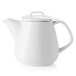 SWEEJAR Ceramic Teapot, Large Tea Pot with Stainless Steel Infuser, 40 Ounce, Blooming & Loose Leaf Teapot for Tea Lover, Gift, Family (White)