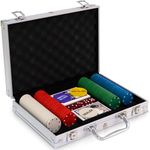 SA Products Professional Texas Holdem Poker Set and Blackjack Set with Portable Carry Case | Casino Chips & Gambling Playing Cards Poker Dice Set for Adults Gaming Accessories (200pc Poker Set)