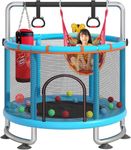 RSXMAX 60" Trampoline for Kids, 5FT Indoor Outdoor Adjustable Gymnastics Bars, Kids & Adults Trampoline with Enclosure Net for Boys Girls Christmas Birthday Gifts