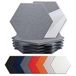 Mollywell High Density Acoustic Panel - Self Adhesive Hexagonal Sound Proof Foam Wall Panels - 14"X12"X0.4" Sound Dampening Sticker - Eco Friendly Soundproof Wallpaper,8 Pack Silver Gray