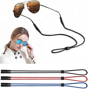 BANSTLE Eyeglasses Holder Strap - 3 Pcs Adjustable Eyewear String Lanyard Retainer - Sunglasses Strap for Men, Women and Kids - Eyeglass Holders Around Neck - Black, Red, Blue