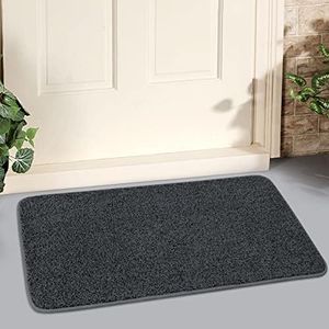 LINLA Indoor Doormat, Super Absorbs Mud Mat, Washable Non-Slip Rubber Backing Clean Door Mat for Doorways Inside Dirt Trapper Mats Shoes Scraper, 18x30 Inches Dark Gray