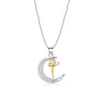 Lywjyb Birdgot Happy Kisses Tooth Fairy Necklace Tooth Fairy Crescent Moon Pendant Dust BellaMira Fairy Jewelry for Children Girls Dentist Dental Hygienist Assistant Tooth Fairy (Tooth Fairy Necklace CA)