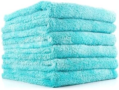 The Rag Company - Eagle Edgeless 450 (6-Pack) Professional Korean 70/30 Blend Super Plush Microfiber Detailing Buffing Polishing Drying Towels for Cars 16x16 in, Teal Blue