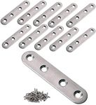VinBee 12Pcs Flat Straight Brace Brackets with Screws 3 Inch Stainless Steel Mending Plates for Wood Fixing Connector Straight Repair Fixing Brackets Heavy Duty