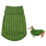 Small Dog Jumper, Warm Puppy Sweater for Small Dogs Winter Knitted Dog Pullover Soft Turtleneck Dog Clothes Vest for Pet Autumn, Winter Outfit for Welsh Corgi, Yorkshire Terrier, Chihuahua (M, Green)